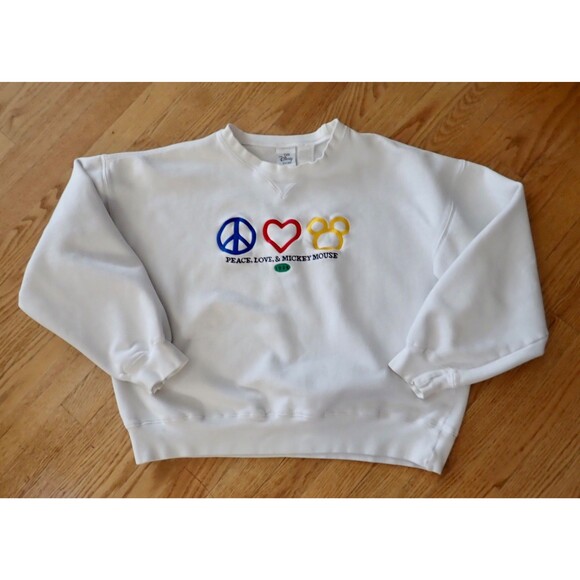 Disney Peace Love & Mickey Mouse Sz XL Unity White Logo Rainbow L/S Sweatshirt - Picture 1 of 7